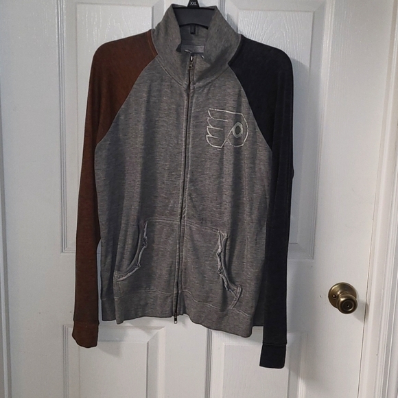 Touch By Alyssa Milano NHL Flyers Double Zip Up Long Sleeve Heathered Colors XL - Picture 1 of 11